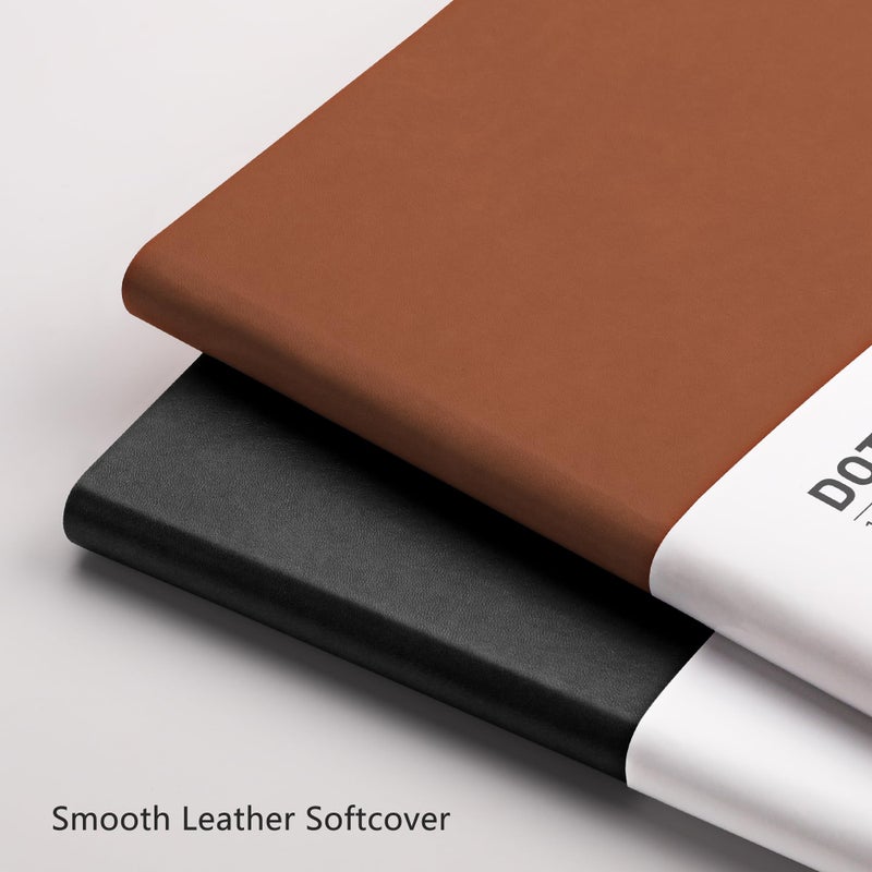 RETTACY Bullet Dotted Journal Notebook, 2-Pack, 192 Numbered Pages per Pack, B5 Medium Size (7.6'' Ã— 10''), Leather Softcover, 100 GSM Thick Paper, for Bullet Journaling (Black & Brown) - Image 5